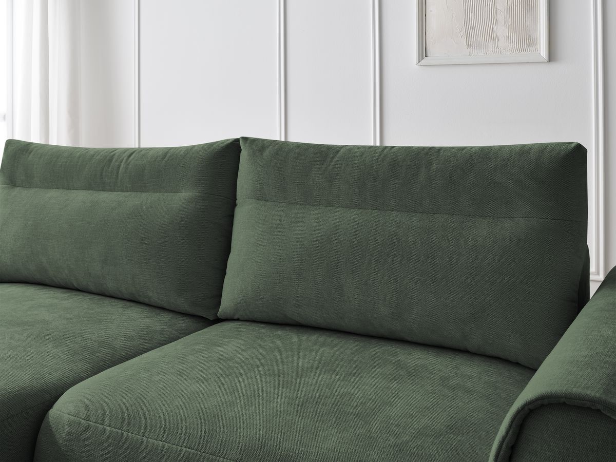 Bobochic Aden Ecksofa 246 × 152 cm Stoff Grün Ecke links