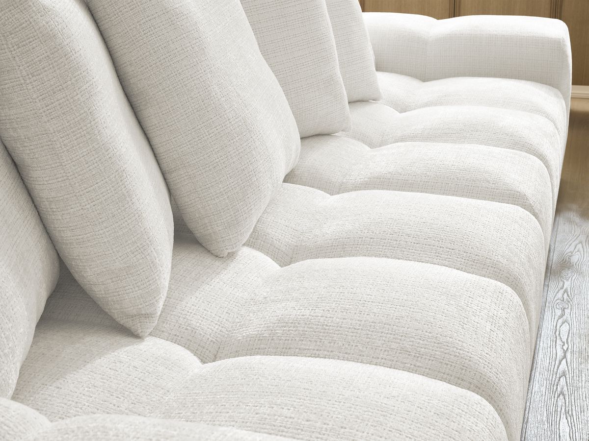 Bobochic Anakin Sofa 3-Sitzer, 6 Kissen Strukturstoff Weiß