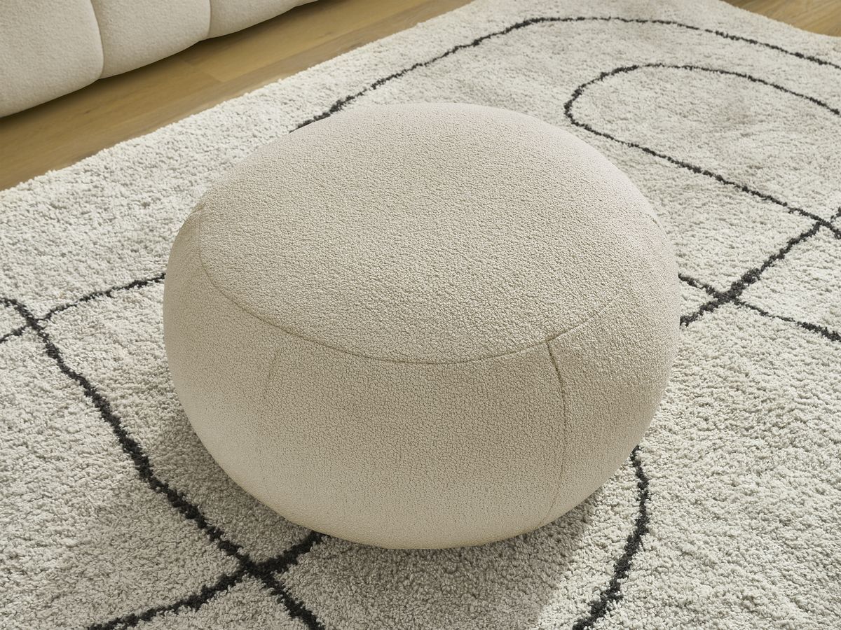 Bobochic Hayden Sofa 4-Sitzer mit Pouf Bouclé-Stoff Beige