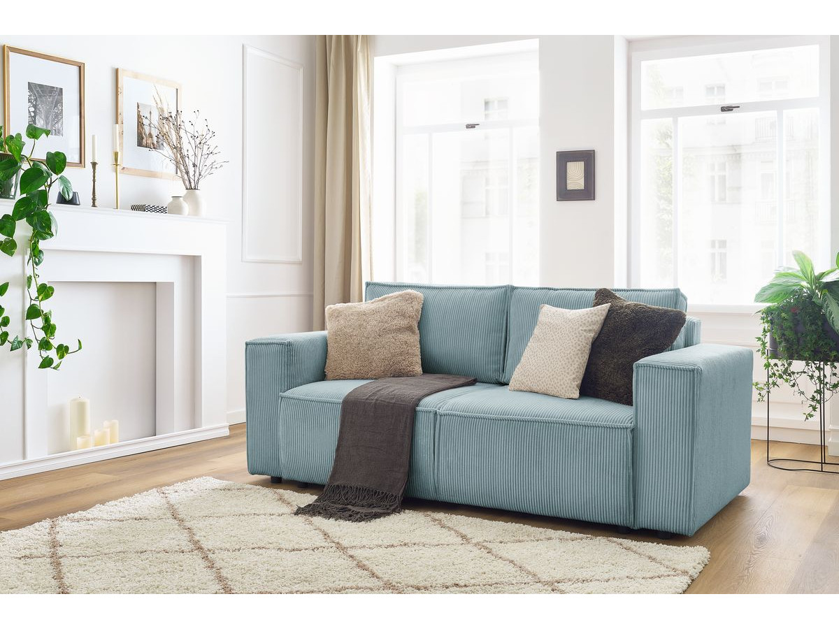 Bobochic Nihad Sofa 2-Sitzer Cordsamt Hellblau