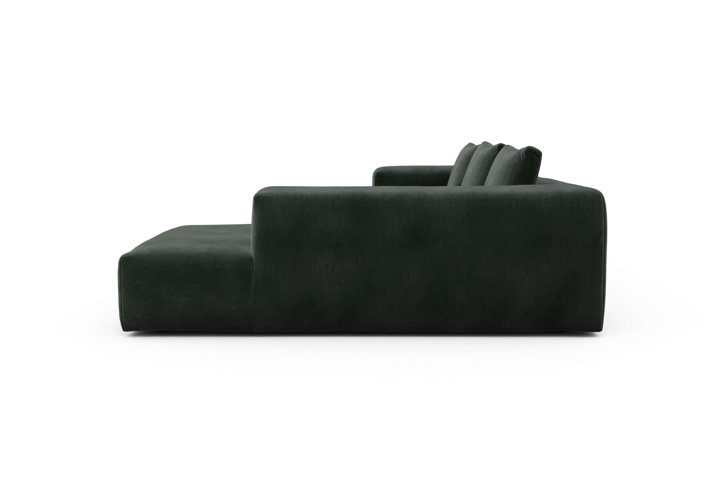 Ecksofa Fred Relax-Ecke rechts mit 2,5-Sitzer Smooth-Laurel-Green