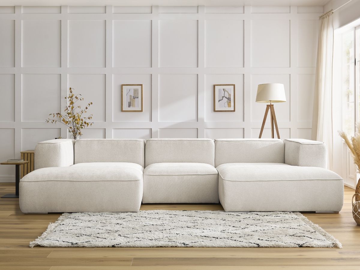 Bobochic Zephyr Wohnlandschaft Strukturstoff Weiß