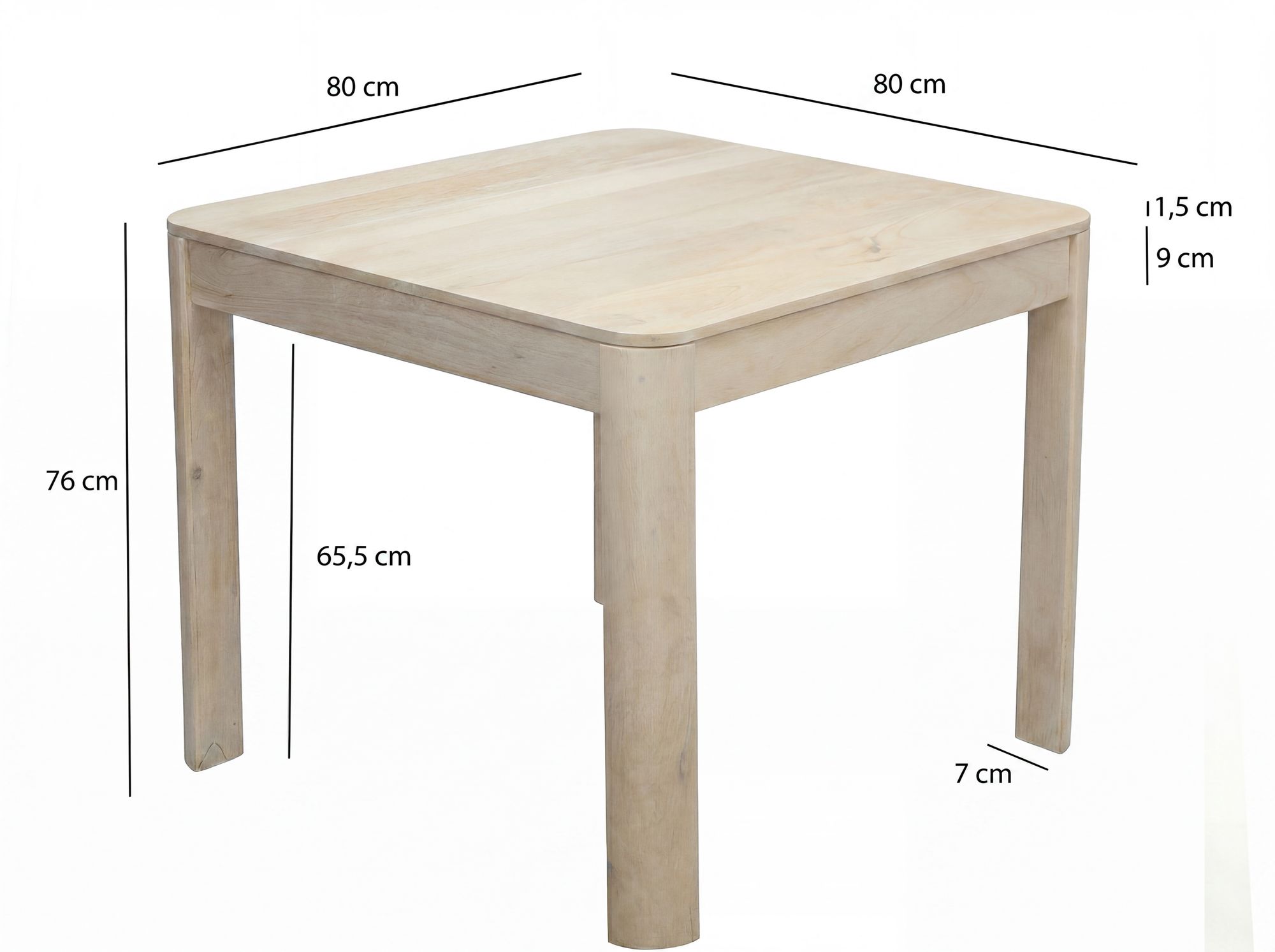 Esstisch Nesset Mango Massivholz Weiß 80 × 80 × 76 cm