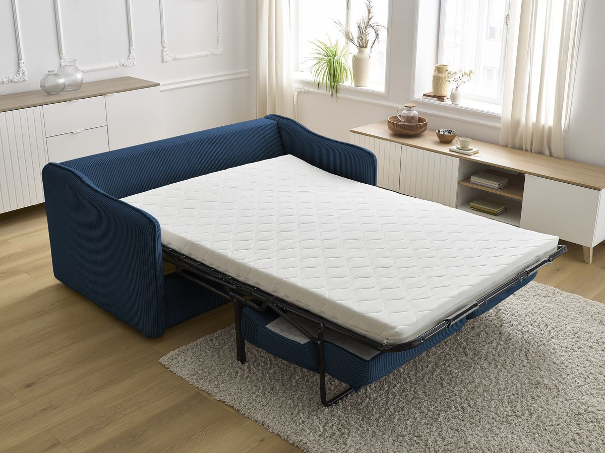 Bobochic Lenny Schlafsofa 3-Sitzer Cordsamt Dunkelblau
