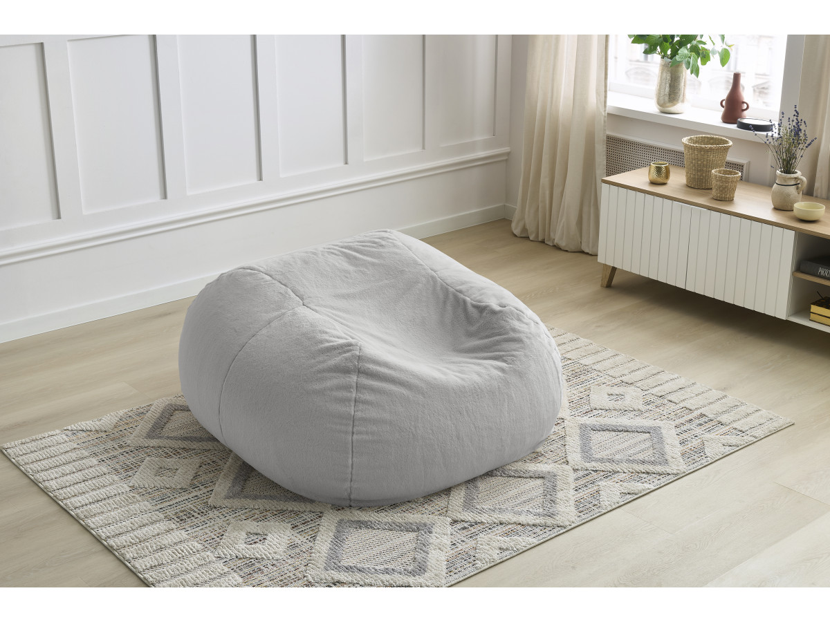 Bobochic Meribel Pouf Kunstfell Hellgrau