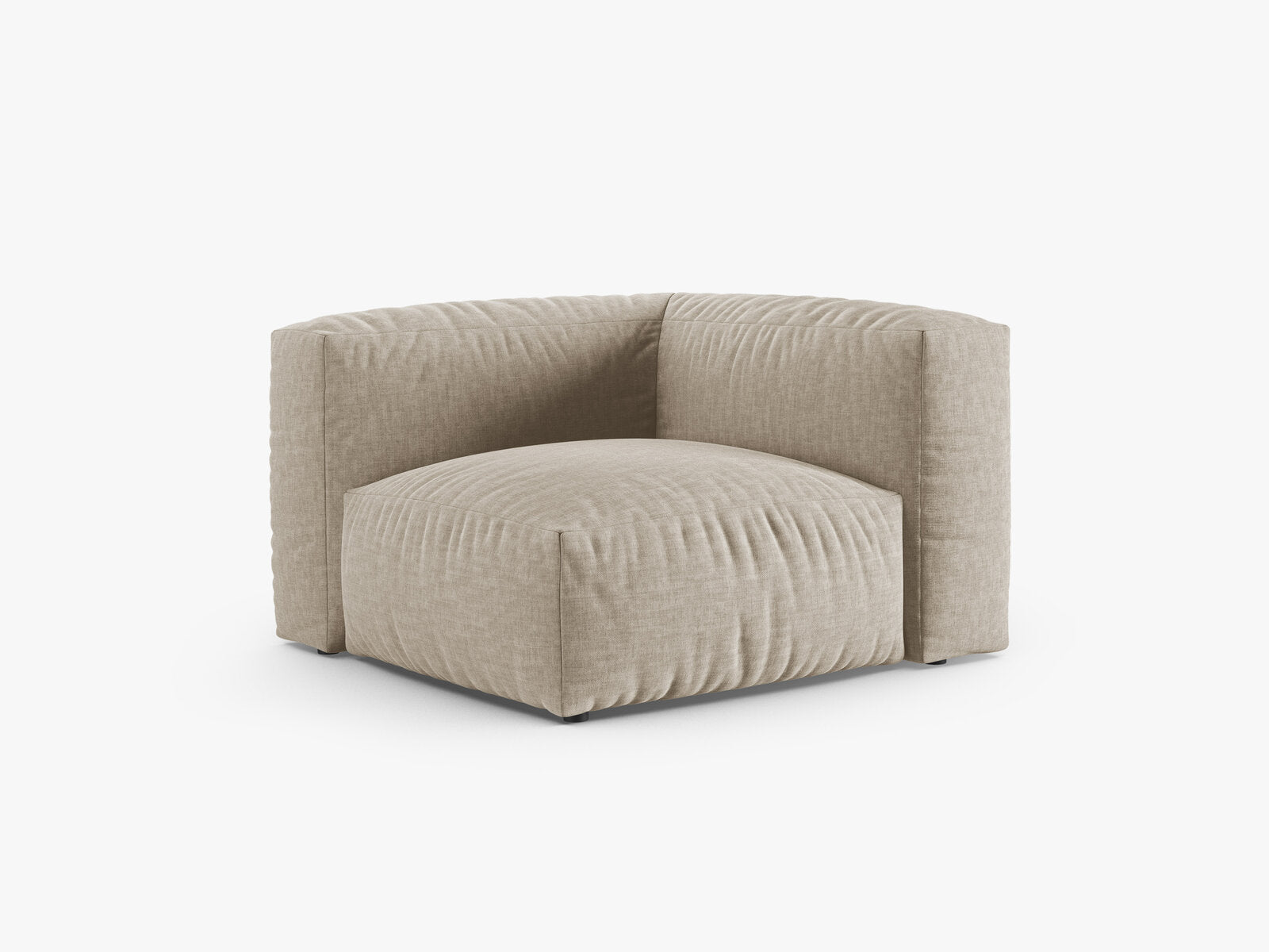 Micadoni symmetrisches Eckmodul Martina 1-Sitzer 90cm Sitztiefe Strukturierter Stoff Boston Helles Beige