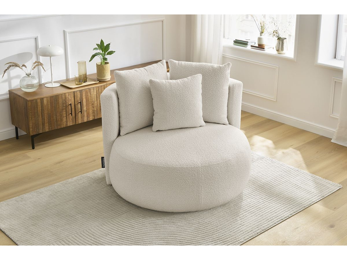 Bobochic Cesar Sessel Bouclé-Stoff Beige
