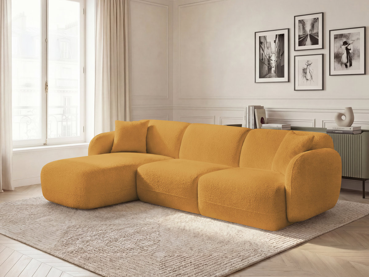 Bobochic Anda Ecksofa 292 × 163 cm Chenille Gelb Ecke links
