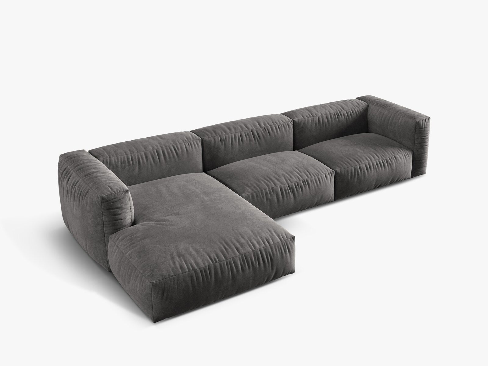 Micadoni Ecksofa Martina 3-Sitzer Links Samt Vogue Grau