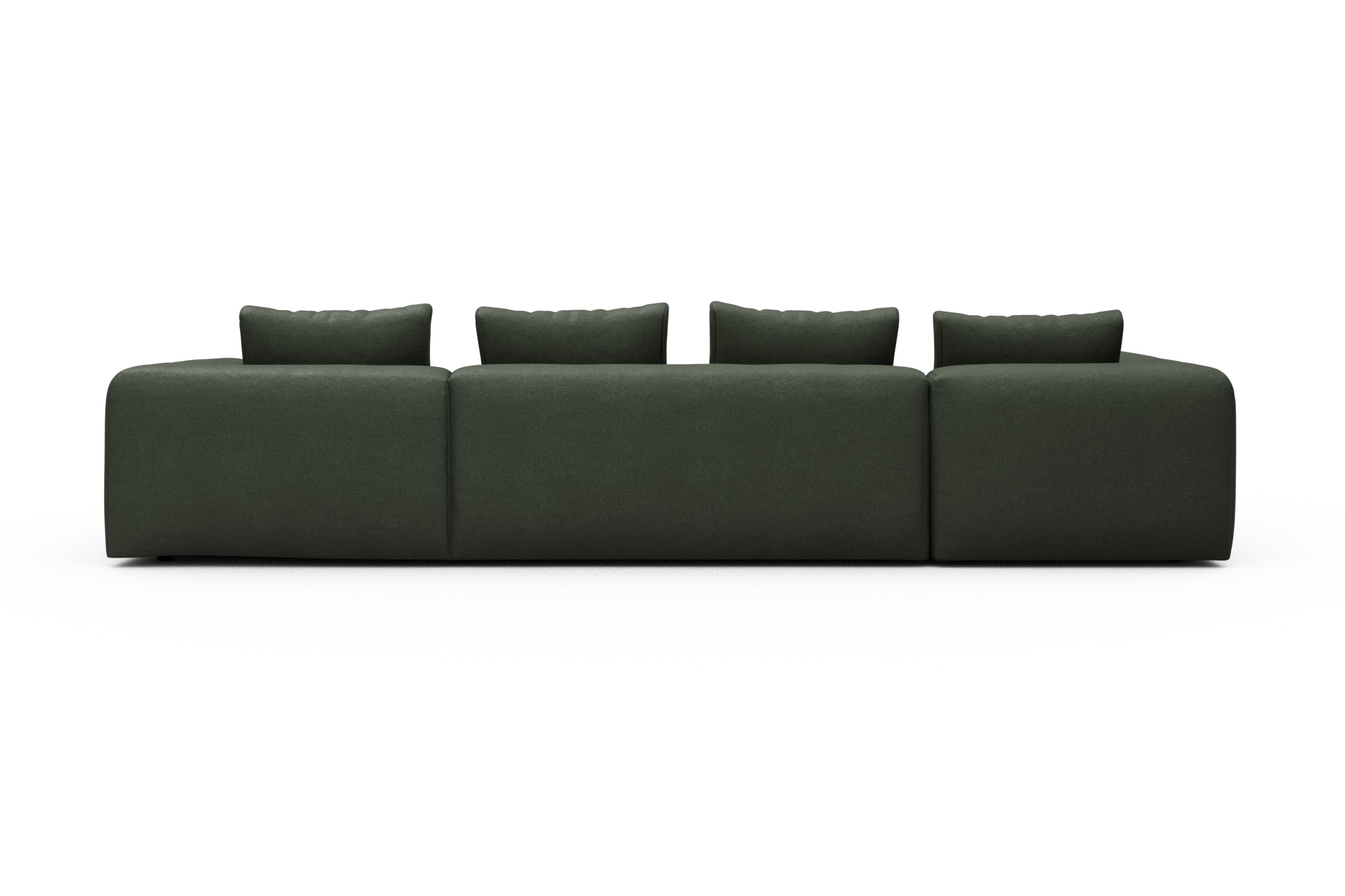 Wohnlandschaft Fred Chaiselongue rechts mit 2-Sitzer und lange Armlehne links Denari-Forest-Green