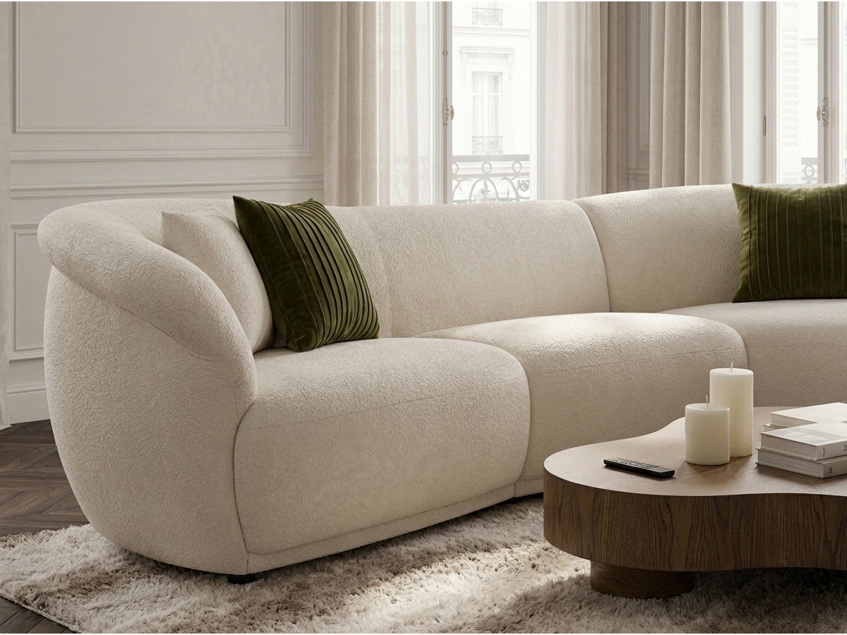 Bobochic Nora Ecksofa Chenille Weiß Ecke rechts