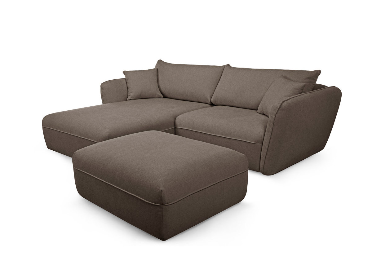 Bobochic Luigi Ecksofa mit Pouf Strukturstoff Taupe Ecke links