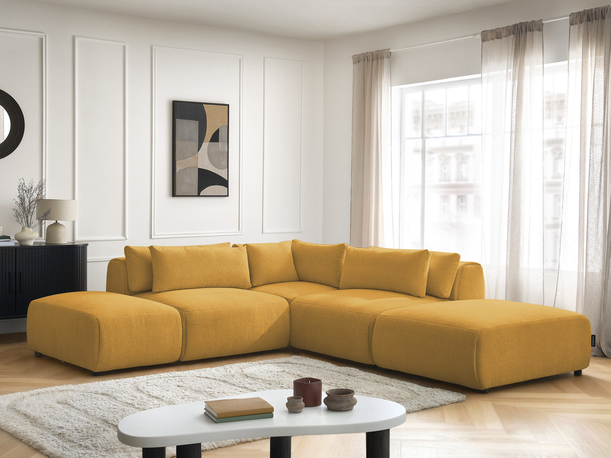 Bobochic Jana Ecksofa Melange-Stoff Gelb