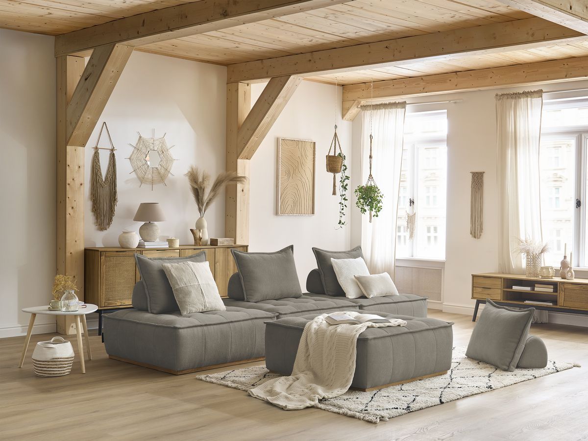 Bobochic Elisa Sofa 4-Sitzer Strukturstoff Taupe