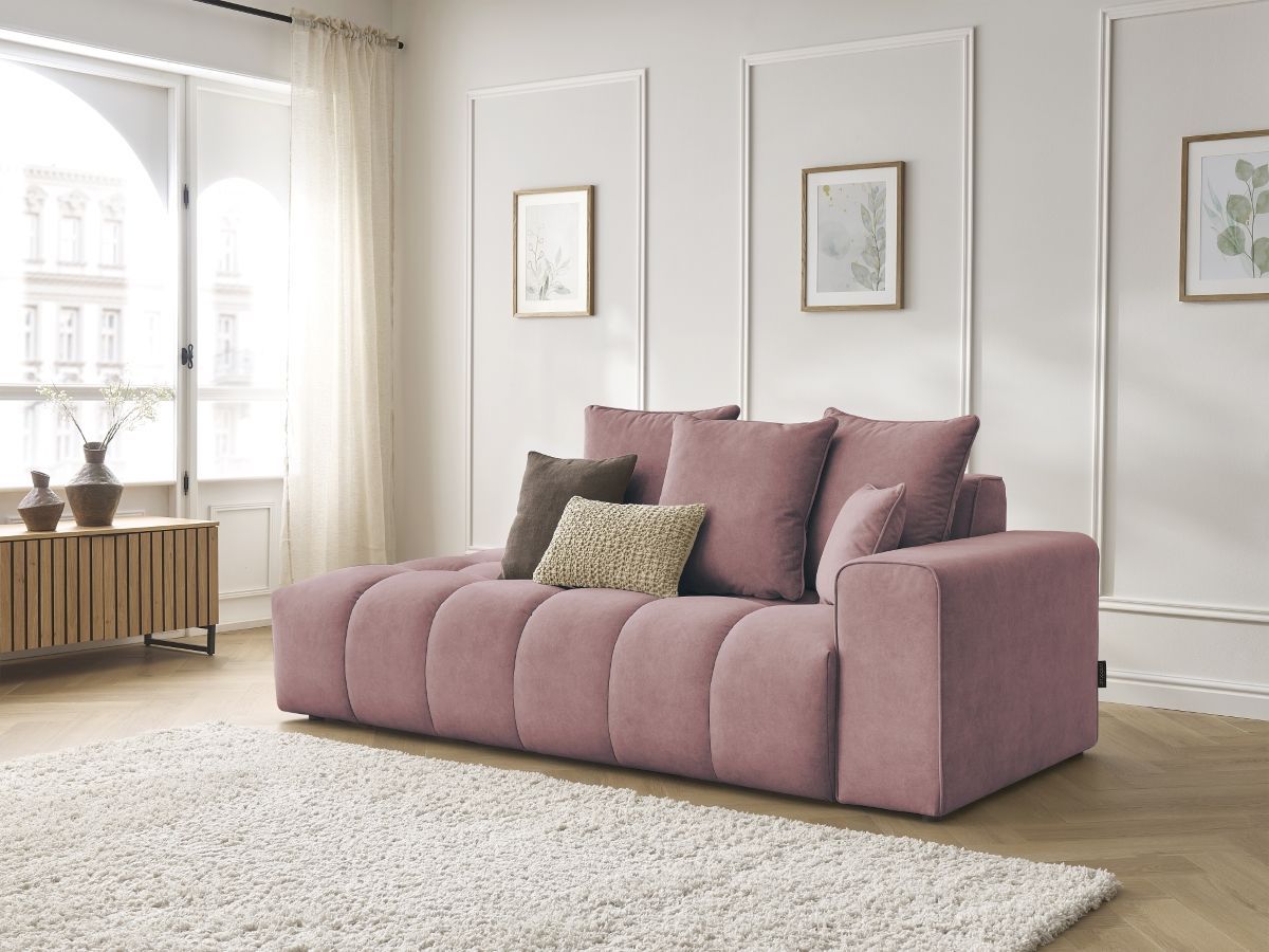 Bobochic Mont-blanc Sofa 4-Sitzer Samt Rosa Armlehne rechts