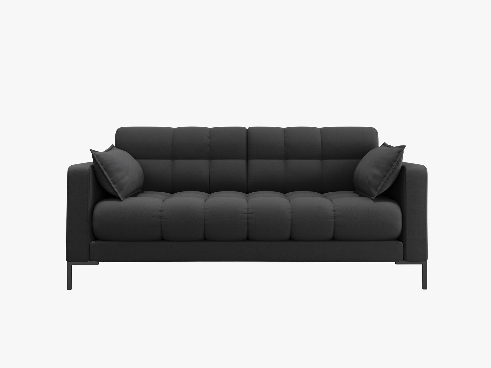 Micadoni Sofa Mamaia 2-Sitzer Strukturierter Stoff Neve Dunkelgrau schwarze Beine