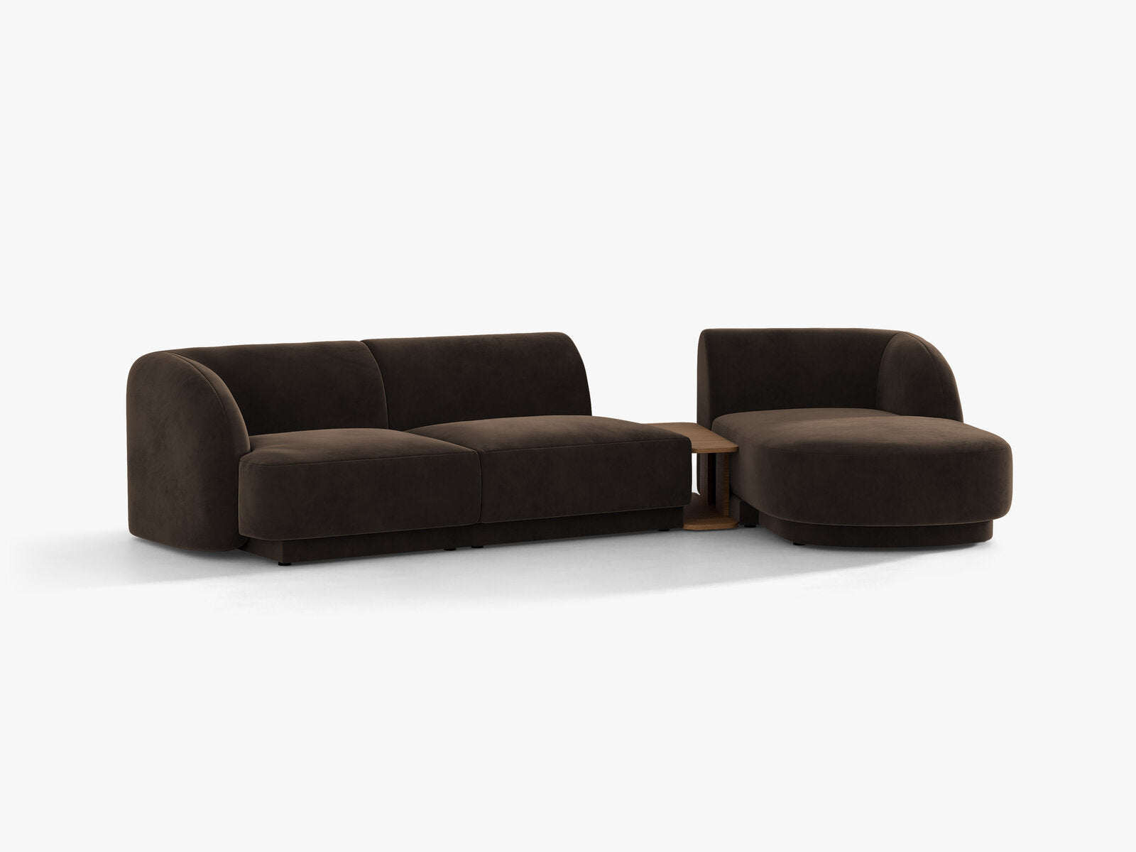 Micadoni Modulares Sofa Miley mit Recamiere 3-Sitzer Rechts Samt Bluvel Dunkelbraun