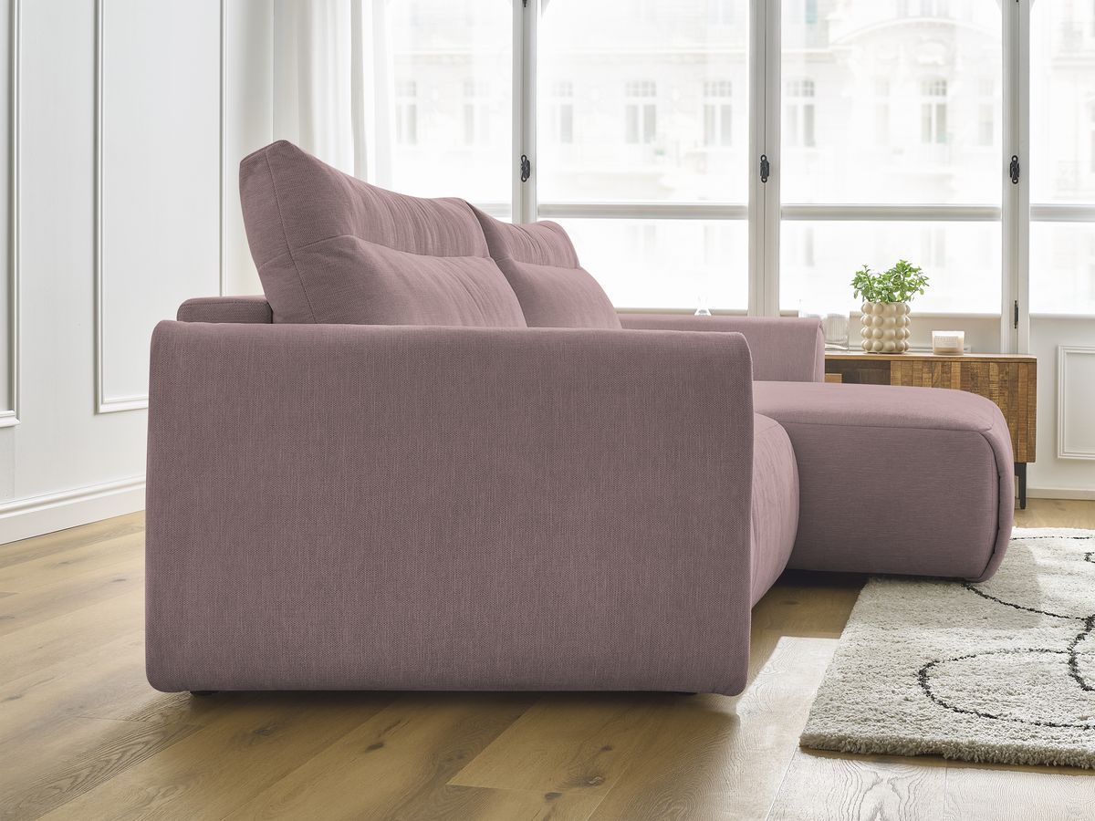 Bobochic Aden Ecksofa 293 × 152 cm Stoff Rosa Ecke rechts