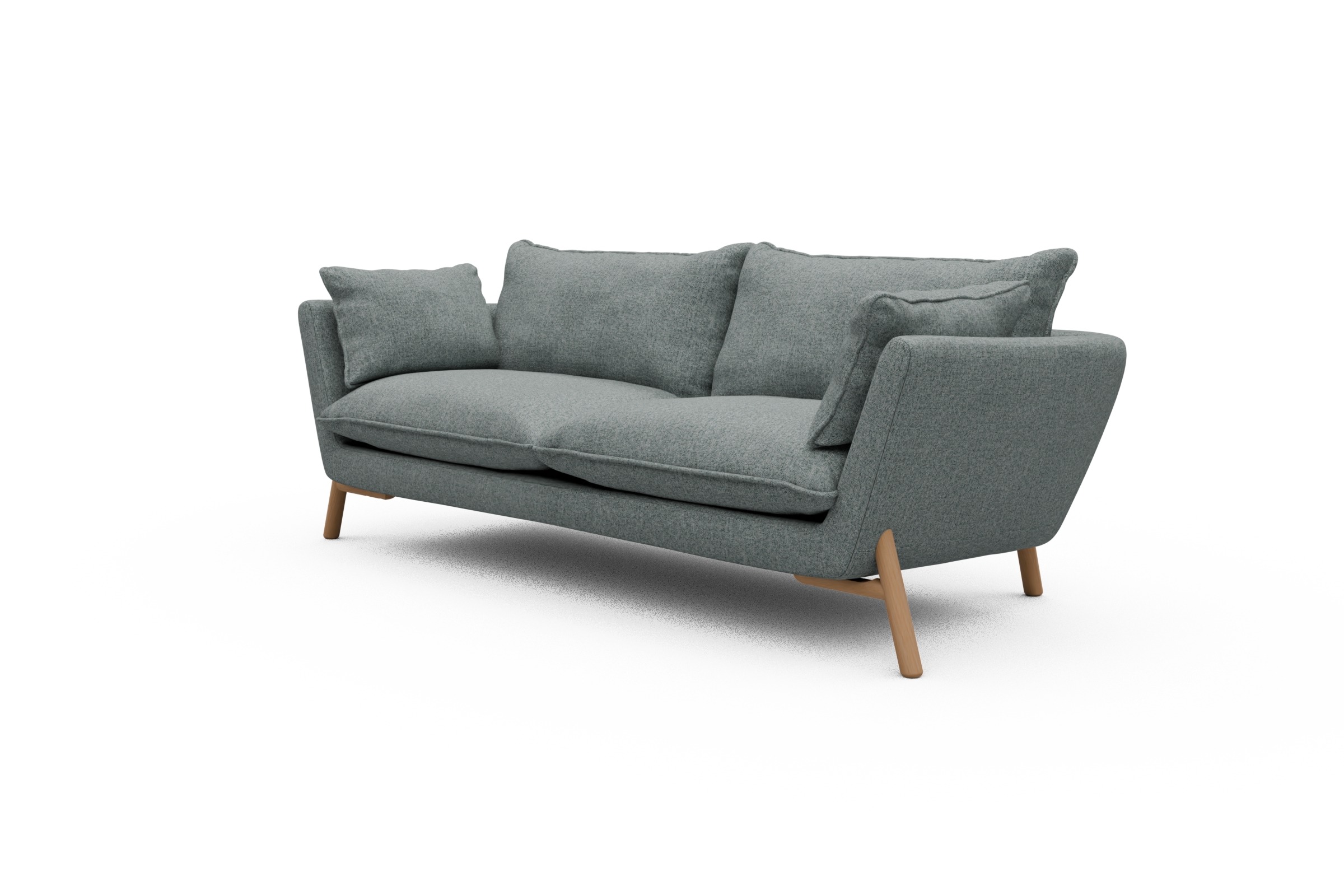 Sofa Emil PREMIUM 3-Sitzer Beinfarbe Eiche Natur Casone-Light-Mixed-Green