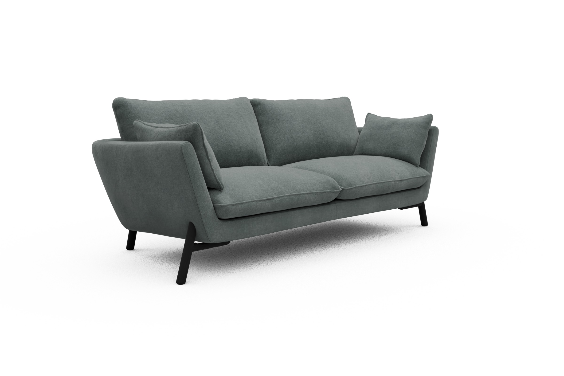 Sofa Emil 3-Sitzer Beinfarbe Eiche Schwarz Smooth-Silver-Grey