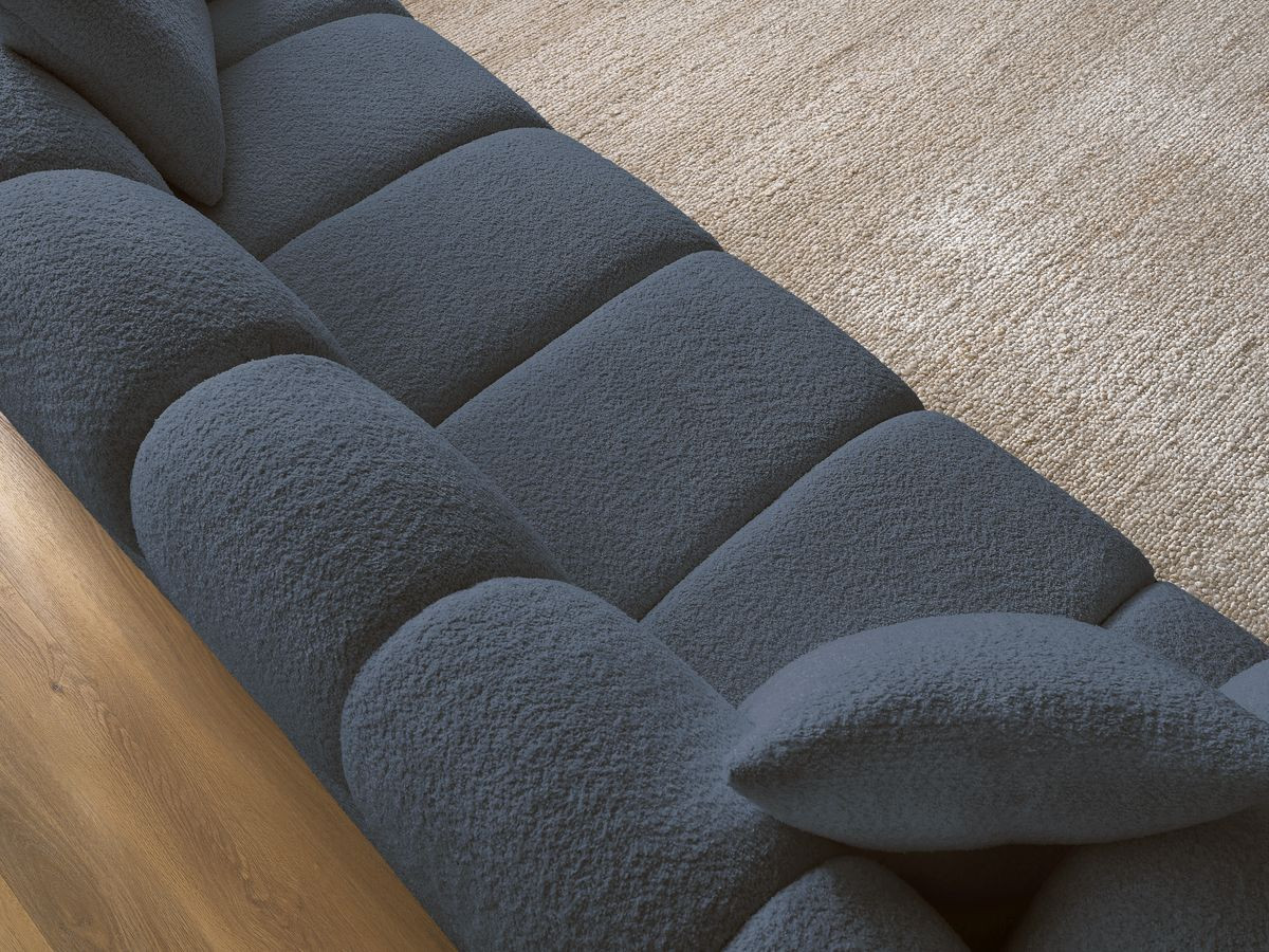 Bobochic Pamira Sofa 3-Sitzer Bouclé-Stoff Dunkelblau