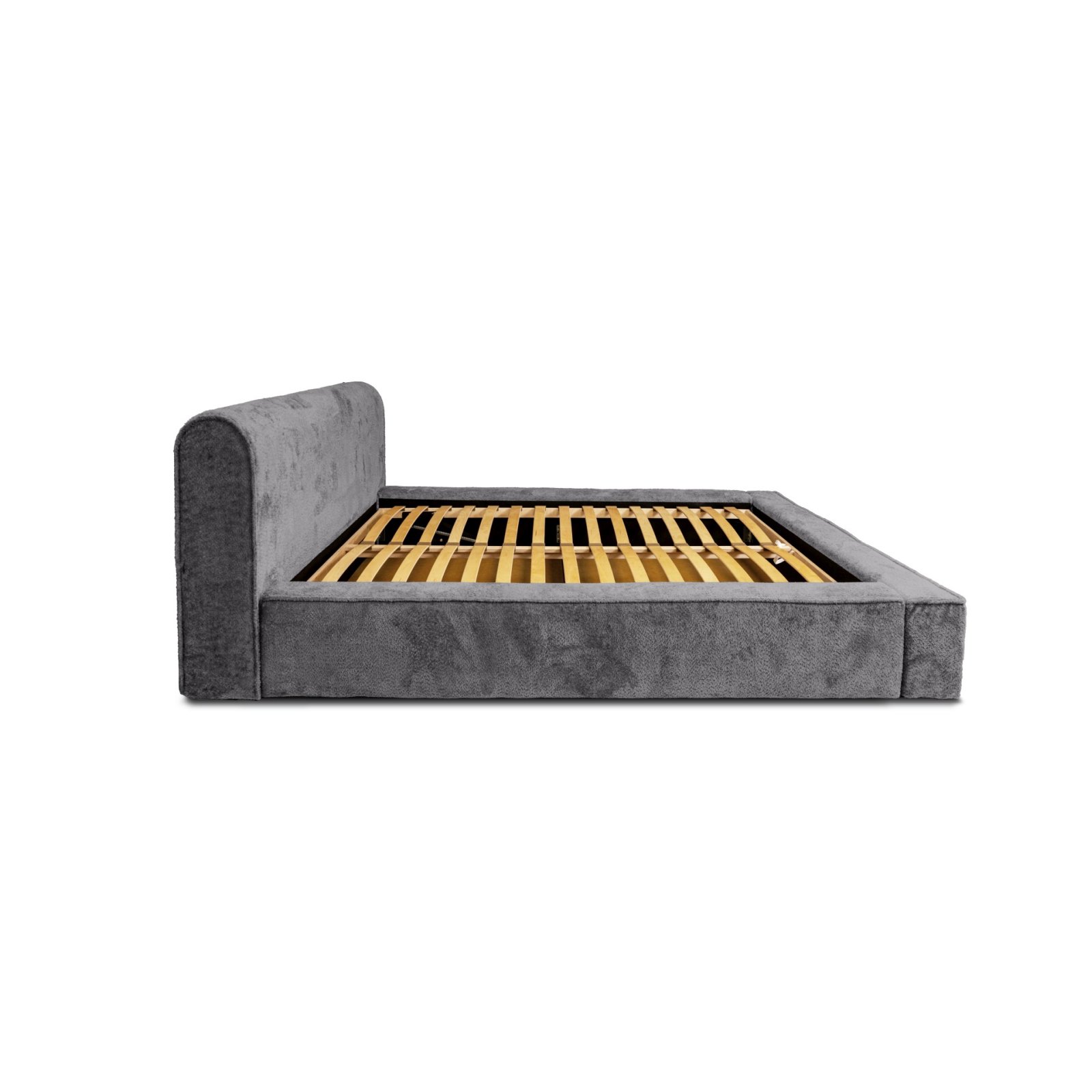 Polsterbett Calio Boucle 160x200 mit Metallrahmen Euphoria 19 Pewter