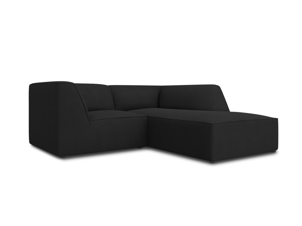 Cosmopolitan Design Ecksofa Siena 3-Sitzer Strukturierter Stoff Ottawa Schwarz Rechts