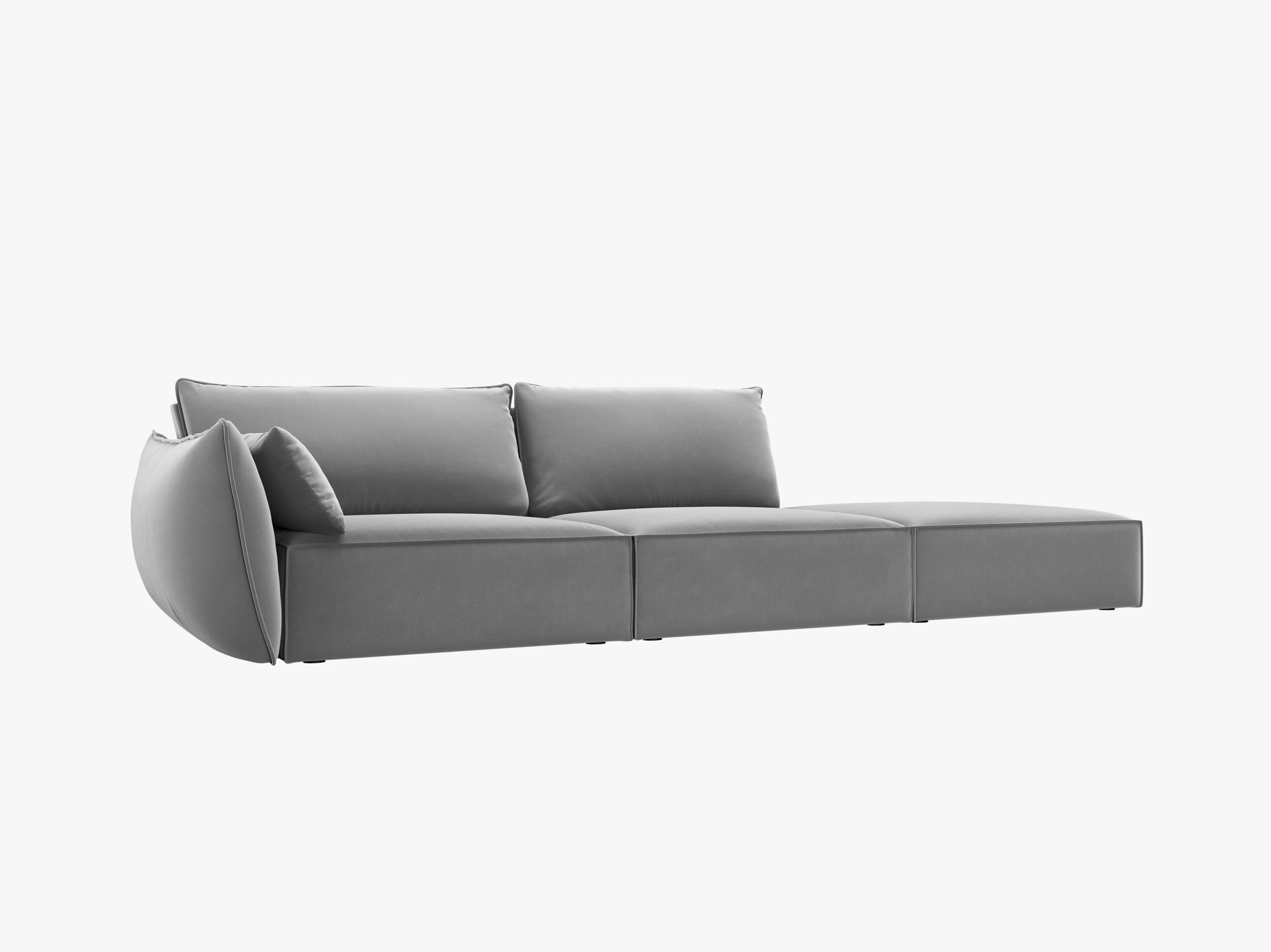 Micadoni Sofa Kaelle 4-Sitzer Rechts Samt Bluvel Grau