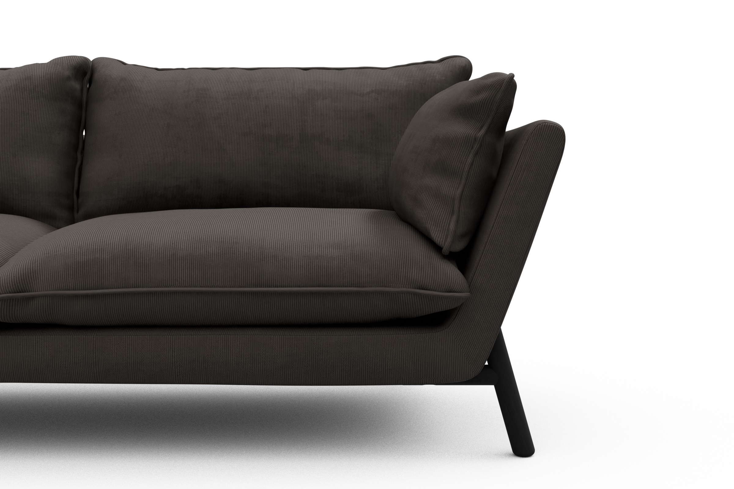 Sofa Emil PREMIUM 2-Sitzer Beinfarbe Eiche Schwarz Cordufine-Taupe