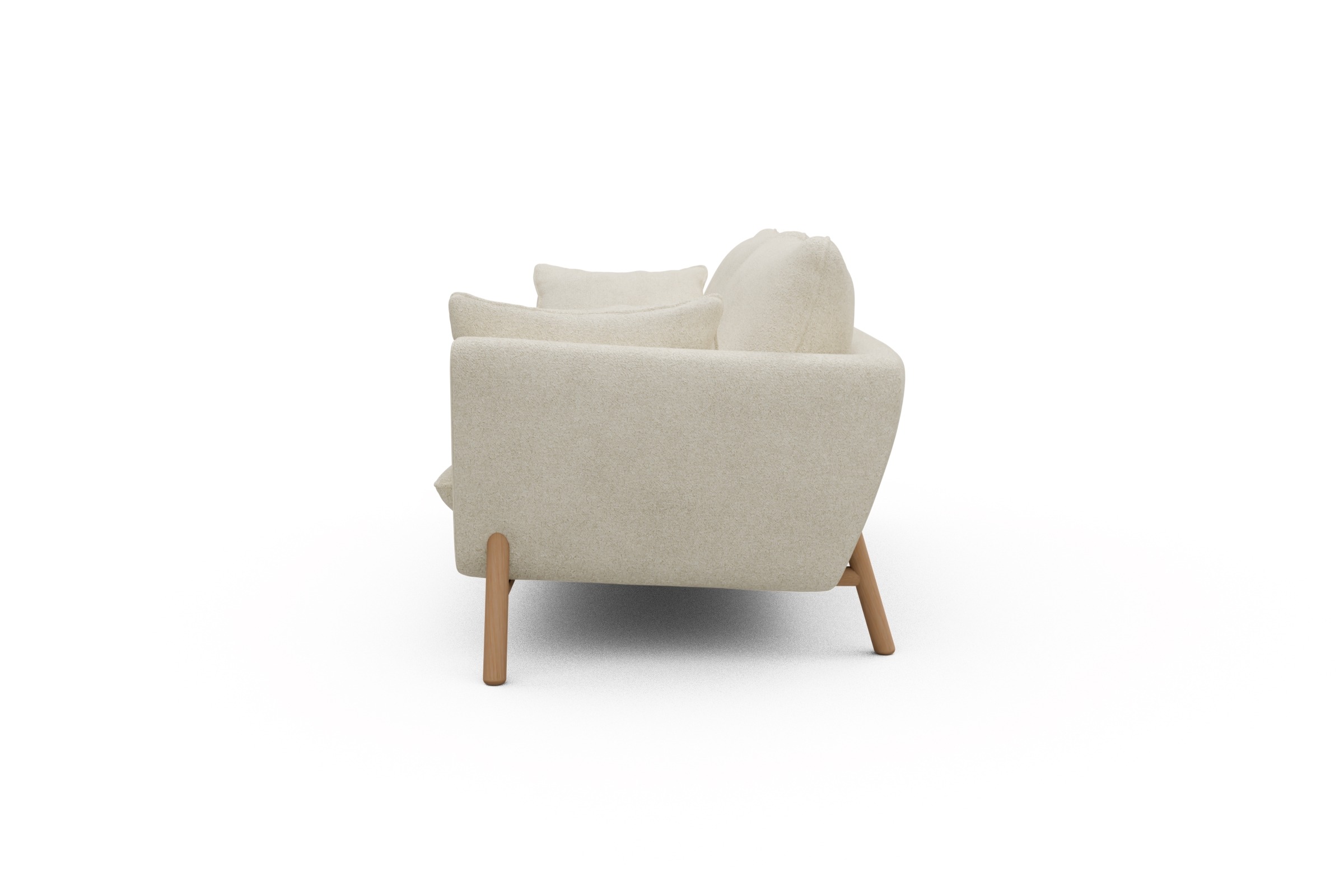 Sofa Emil 3-Sitzer Beinfarbe Eiche Natur Boucle-Off-White