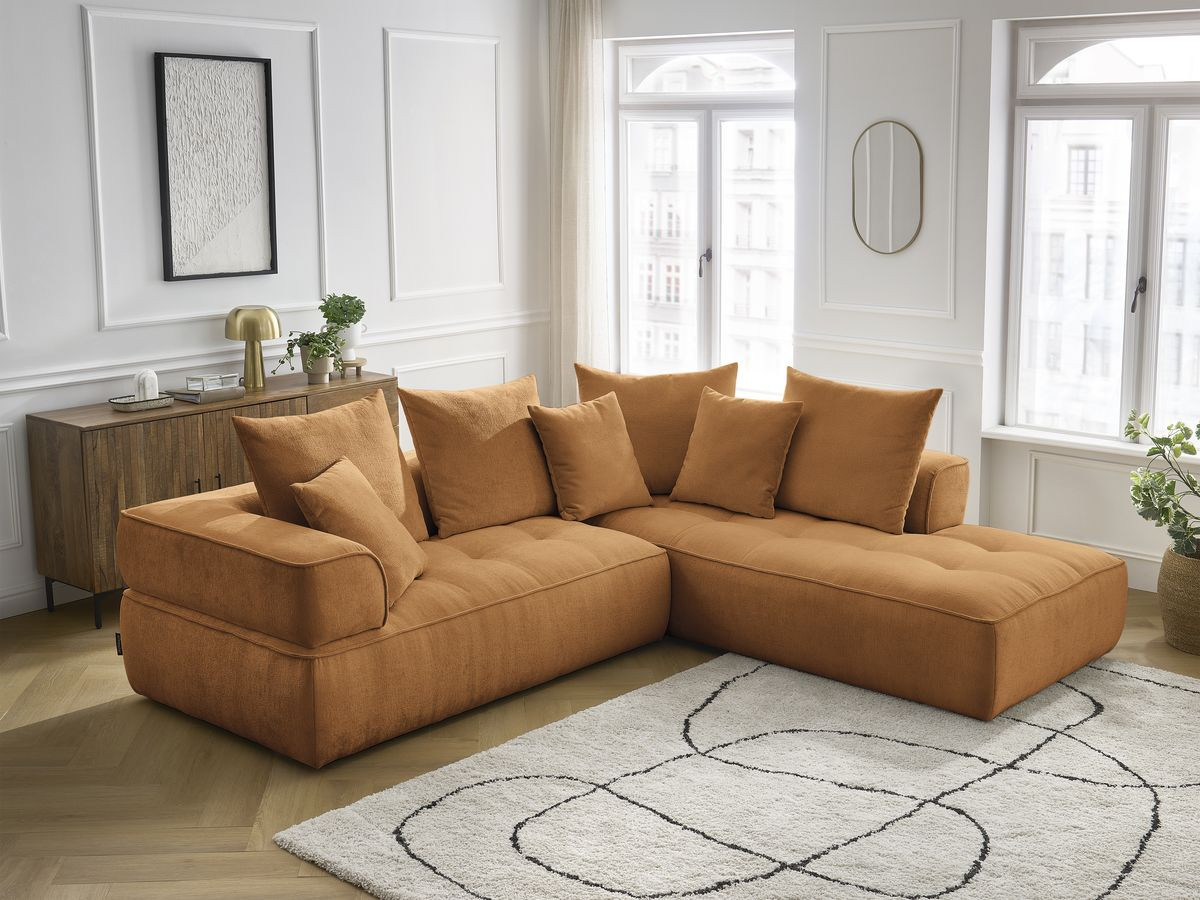 Bobochic Whesley Ecksofa Stoff Gelb Ecke rechts