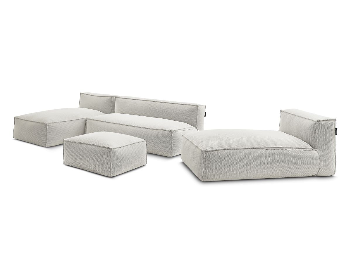 Bobochic Biarritz Gartensofa 4-Sitzer mit Pouf 332 × 168 cm Melange-Stoff Beige