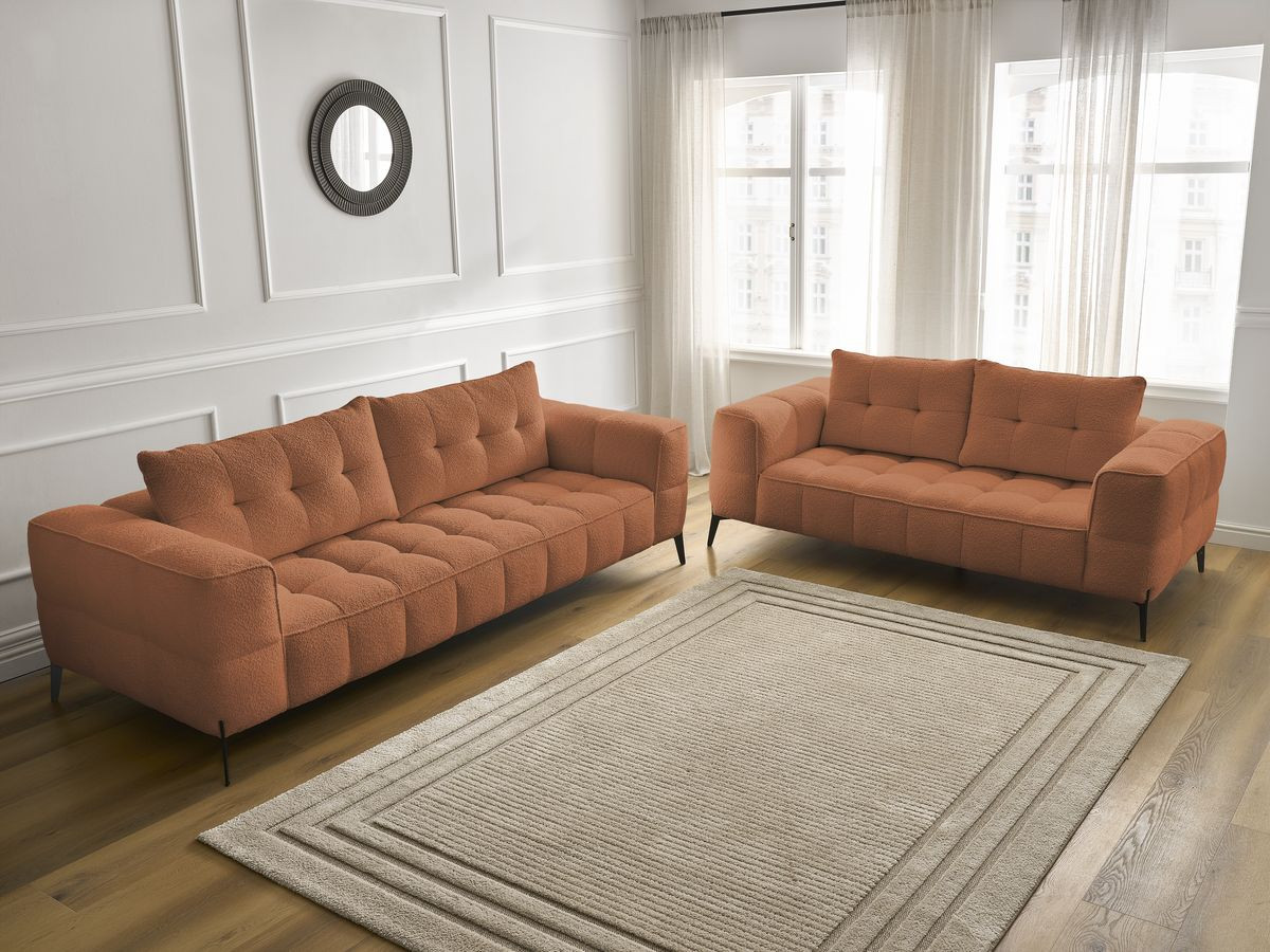 Bobochic Anis Sofa 5-Sitzer Bouclé-Stoff Orange