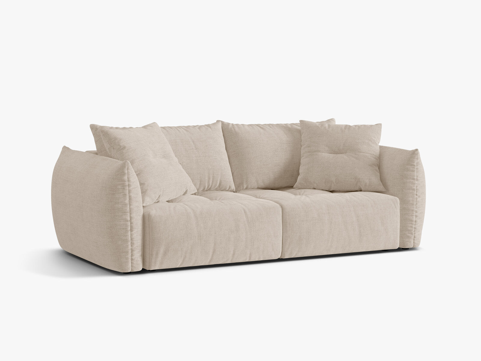 Micadoni Bloom Schlafsofa 3-Sitzer mit Bettkasten Strukturierter Stoff Wind Helles Beige