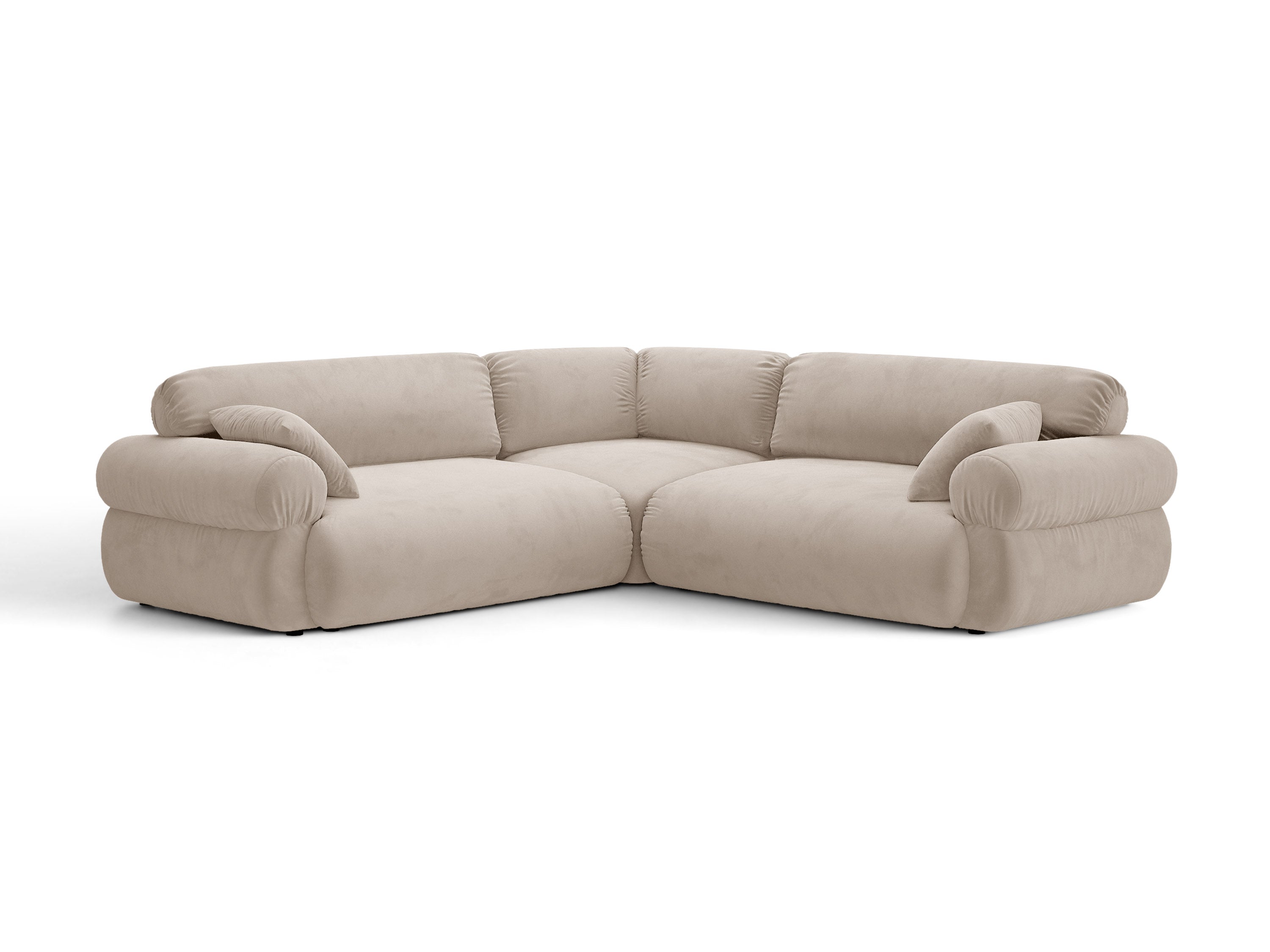 Micadoni Ophelia Symmetrisches Ecksofa Samt Salvador Beige