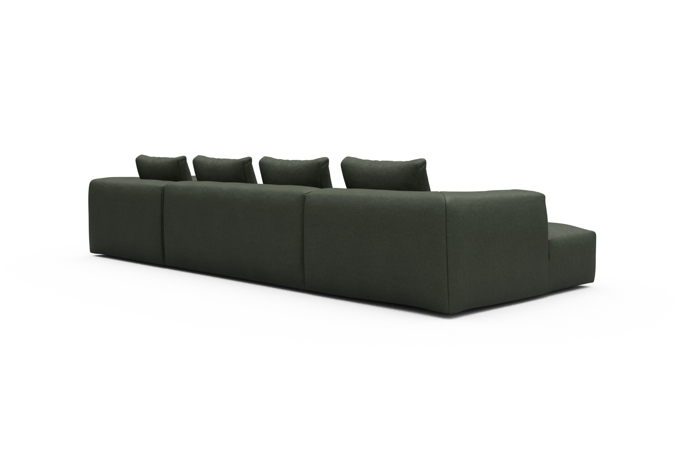 Wohnlandschaft Fred Relax-Ecke rechts mit 2-Sitzer und Chaiselongue links Denari-Forest-Green