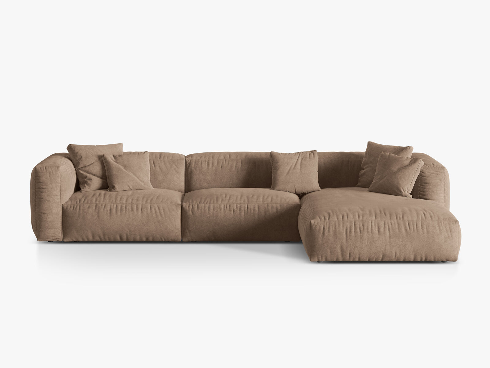 Micadoni Ecksofa Martina 3-Sitzer Rechts Samt Vogue Dunkelbeige