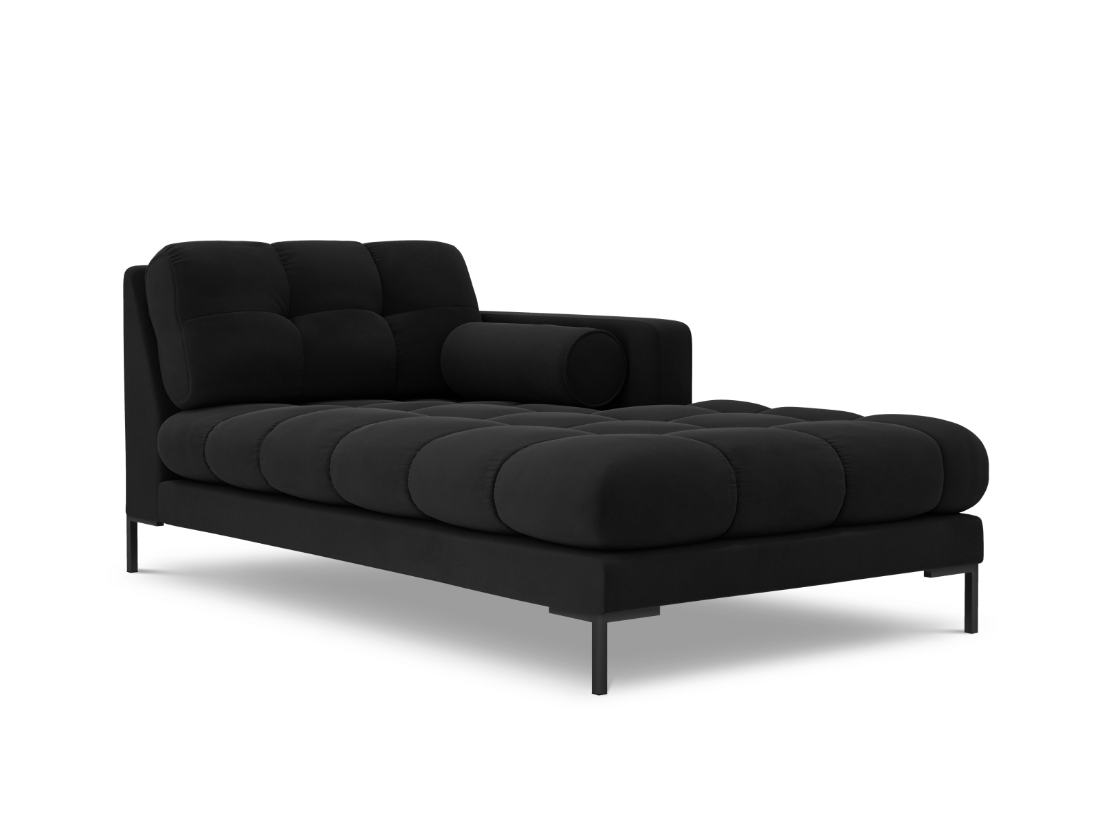 Cosmopolitan Design Chaiselongue Bali Samt Bluvel Schwarz Rechts Beine Schwarzes Metall