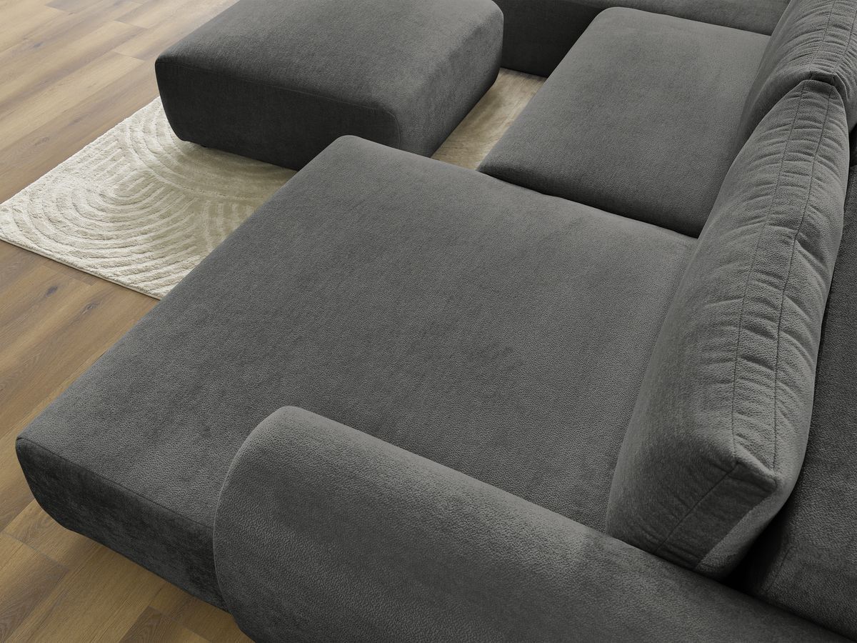 Bobochic Lucien Wohnlandschaft mit Pouf Stoff Dunkelgrau Ecke rechts