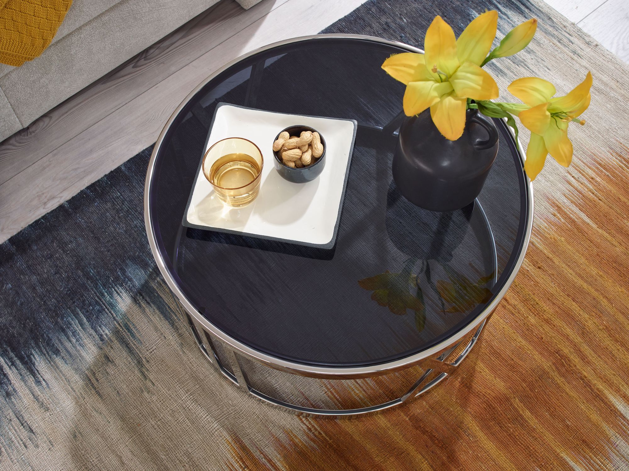 Couchtisch Vidimyri Glas Silber Ø 60 cm