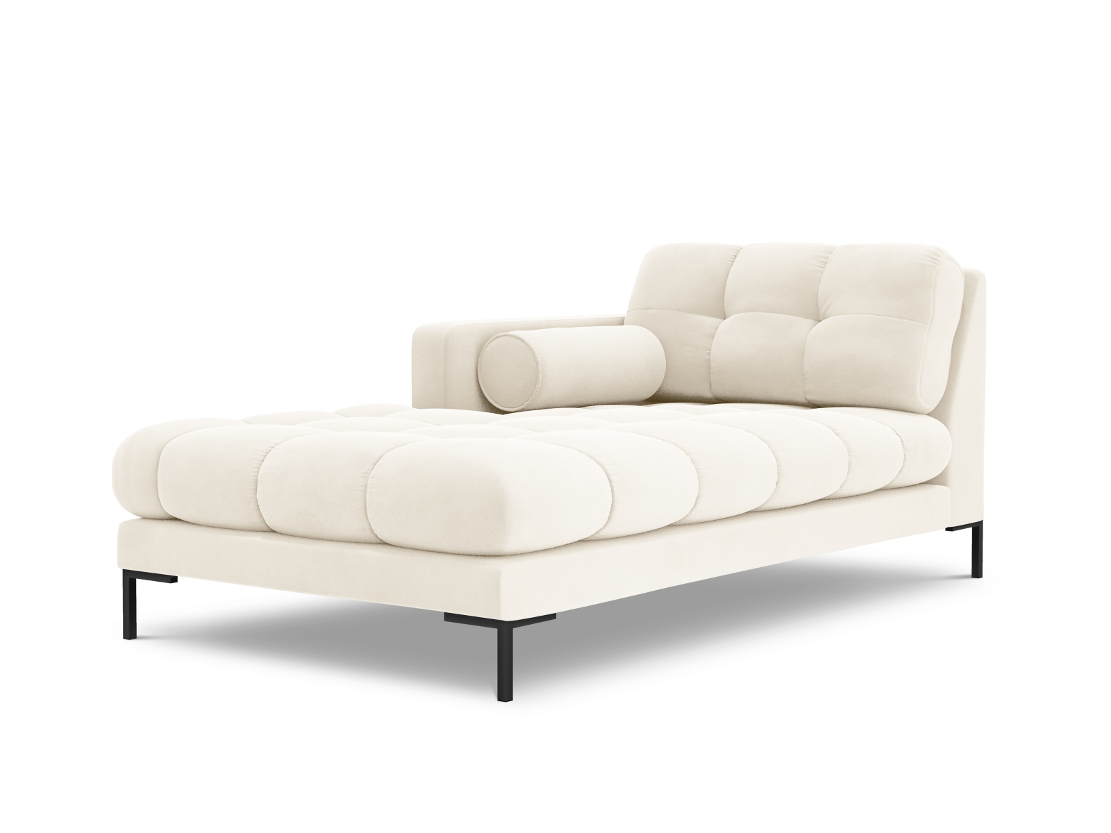 Cosmopolitan Design Chaiselongue Bali Samt Bluvel Helles Beige Links Beine Schwarzes Metall