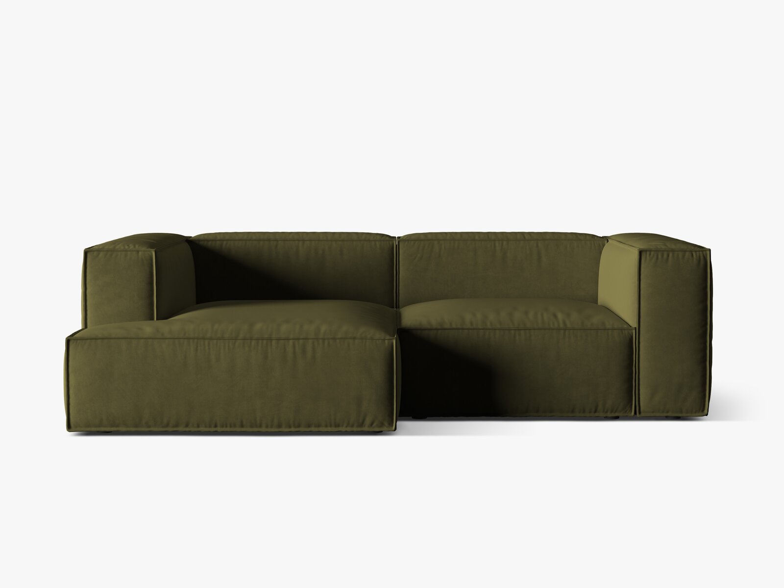 Micadoni Ecksofa Nuria 3-Sitzer Links Samt Moßgrün Melange