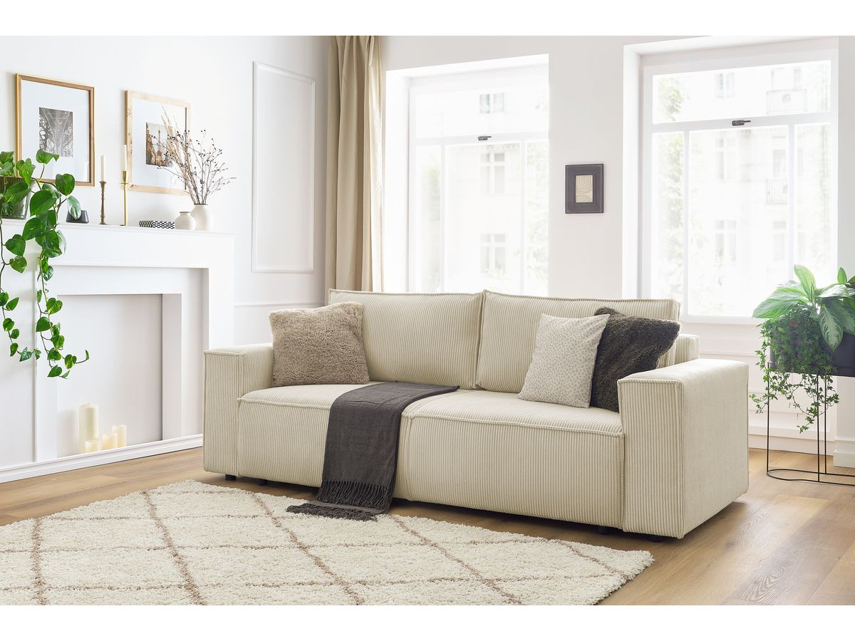 Bobochic Nihad Sofa 3-Sitzer Cordsamt Beige