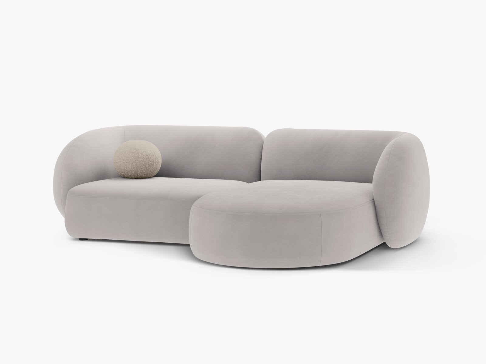 Micadoni Ecksofa Kate 2-Sitzer Rechts Samt Hellgrau