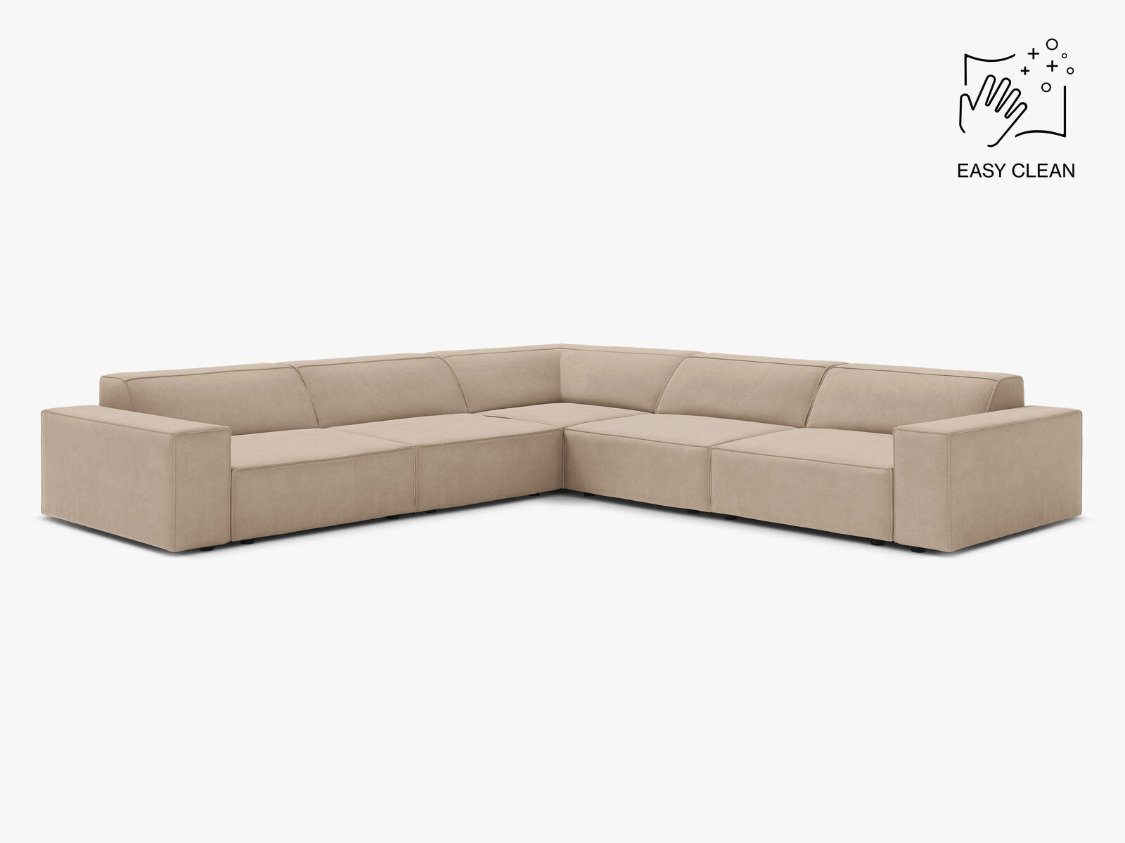 Micadoni Symmetrisches Ecksofa Jodie 6-Sitzer Samt Venus Beige