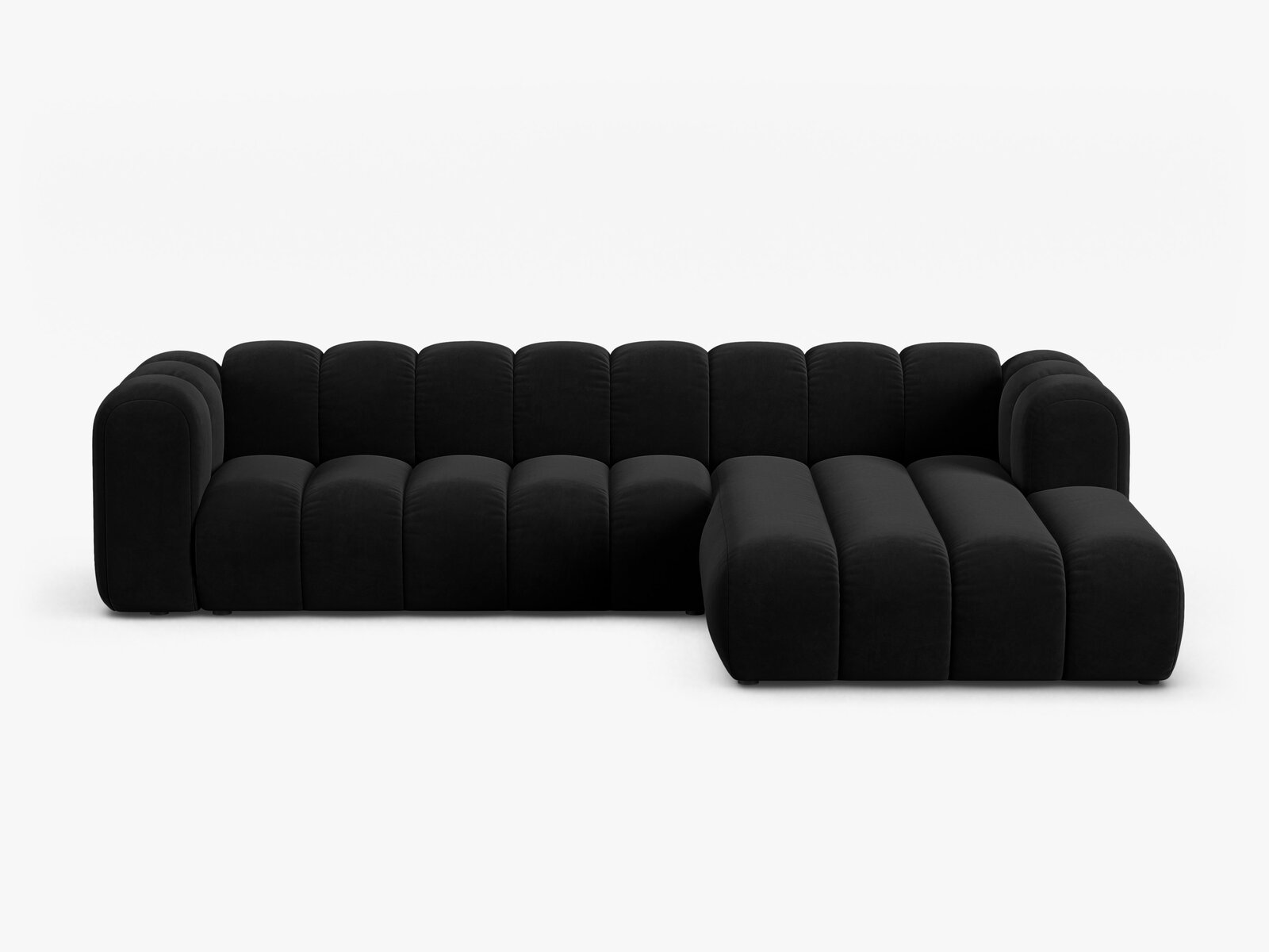Micadoni Modulares Ecksofa Lupine 4-Sitzer Rechts Samt Salvador Schwarz