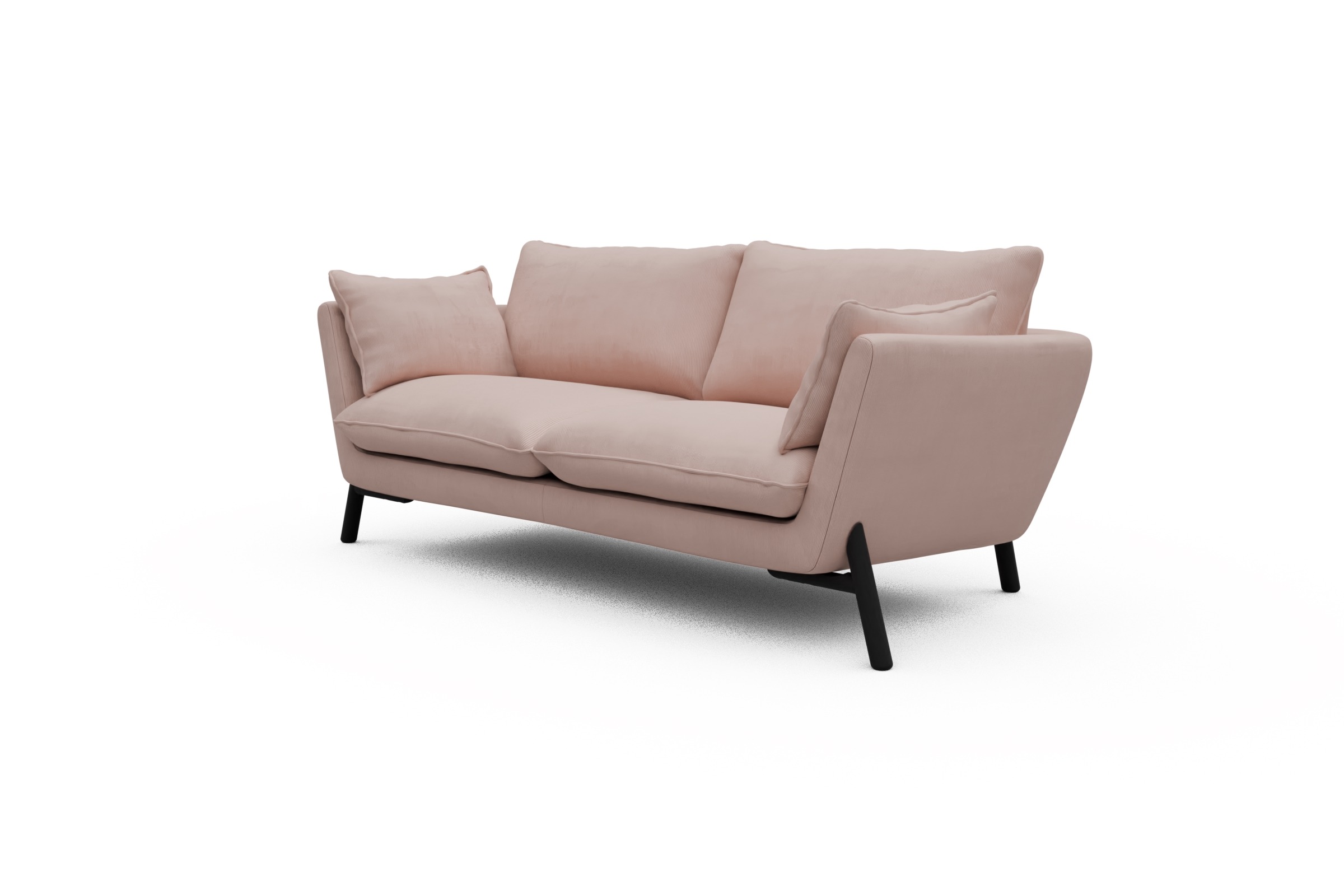 Sofa Emil 2-Sitzer Beinfarbe Eiche Schwarz Cordufine-Blush