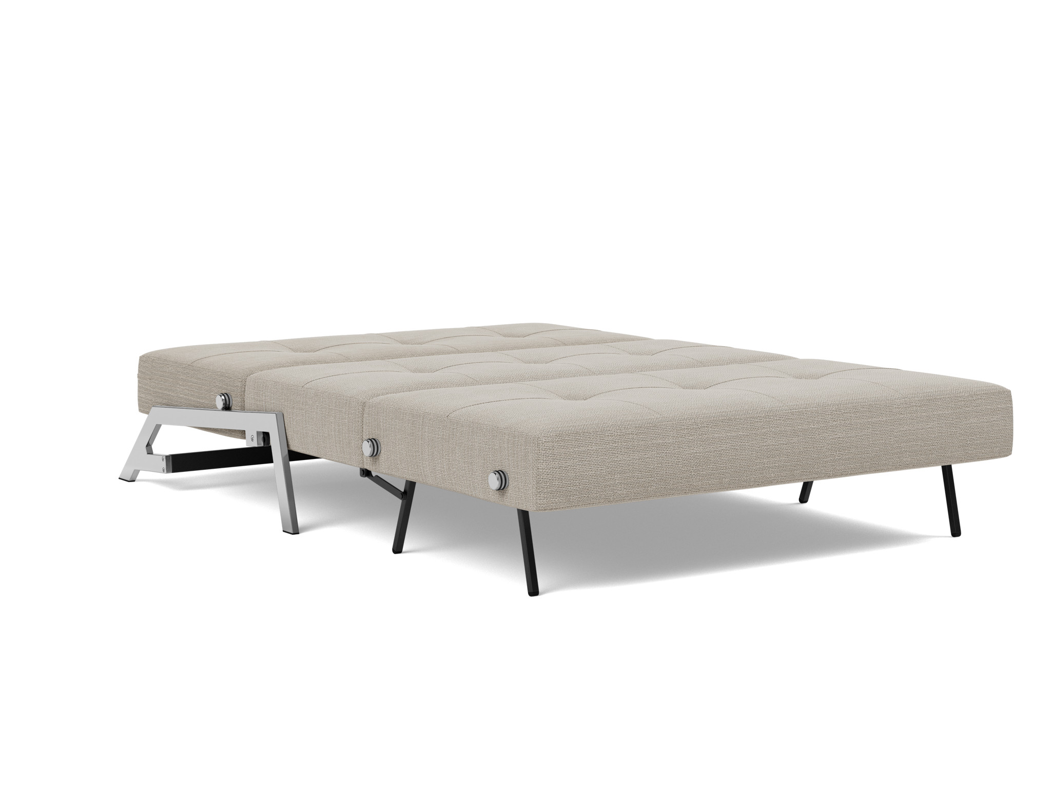 Schlafsofa Cubed 140 Strukturierter Stoff Kenya 579-Gravel Beine Chrom
