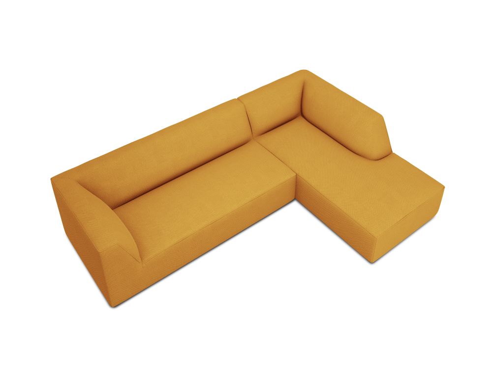Cosmopolitan Design Ecksofa Siena 4-Sitzer Strukturierter Stoff Ottawa Gelb Rechts