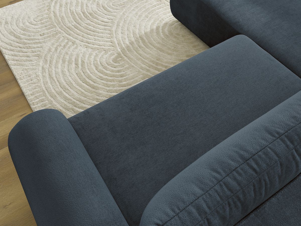Bobochic Lucien Ecksofa mit Schlaffunktion und Bettkasten 296 × 198 cm Stoff Dunkelblau Ecke links